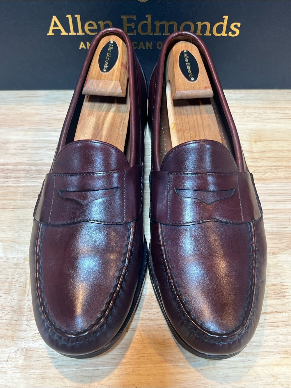 Allen Edmonds Kearney Men’s Burgundy Penny Loafers Sz 11D Made In USA 🇺🇸